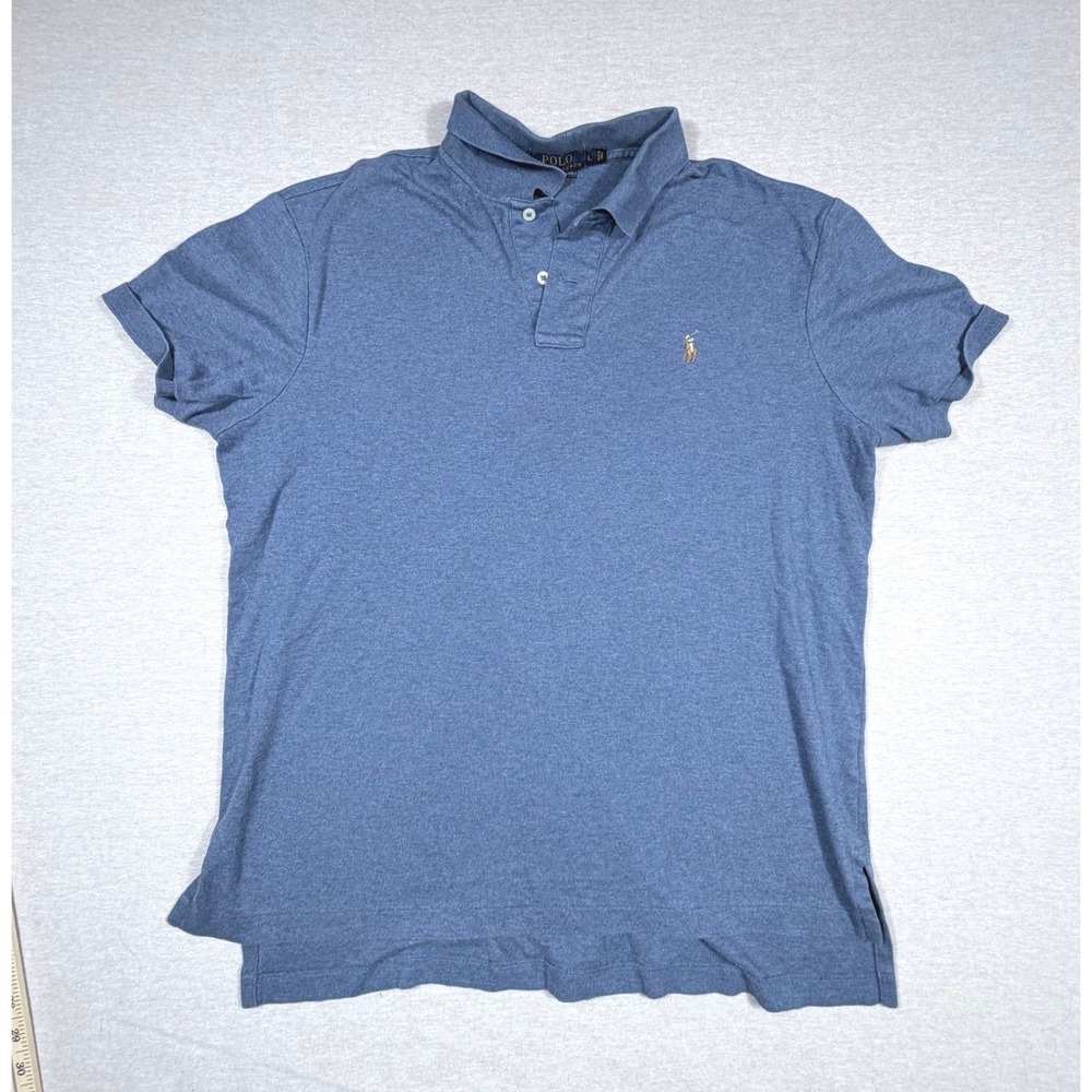 Polo Ralph Lauren Mens Blue Pima Soft Pony Short Sleeve Polo Shirt Large Preppy